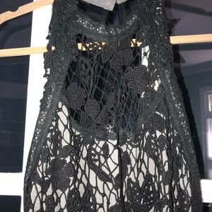 Free People Black Lace Halter Dress Sz M 6-8